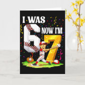 6歳から7歳になる野球の6 7のミーム 7歳の誕生日 カード (黄色い花)