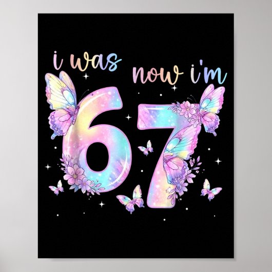 6歳から7歳の誕生日ガール キッズ蝶々 7歳の誕生日 ポスター (正面)