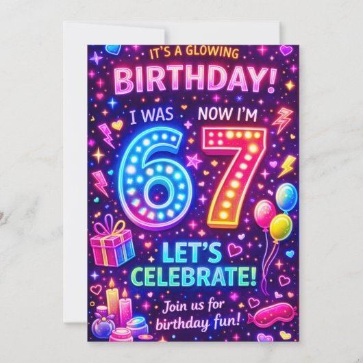 6歳から7歳の誕生日招待状 | 私は6歳、今は7歳 招待状 (正面)