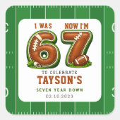 6歳から7歳へ アメリカンフットボール 7歳の誕生日 スクエアシール (正面)