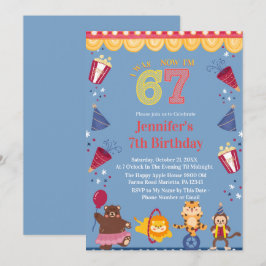 6歳から7歳へ サーカスの7歳の誕生日 キッズ 招待状