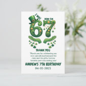 6歳から7歳へ！セントパトリックデーの男の子の誕生日 サンキューカード (スタンド正面)