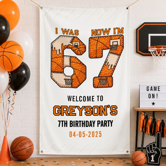 6歳から7歳へ バスケットボール 7歳の誕生日お祝い 横断幕