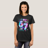 6歳から7歳へ バタフライ 7歳の誕生日 女子 Tシャツ (正面フル)