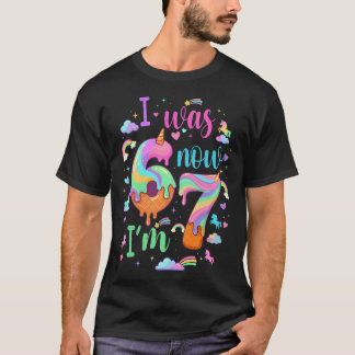 6歳から7歳へ ユニコーン アイスクリームコーン 7歳の誕生日 Tシャツ