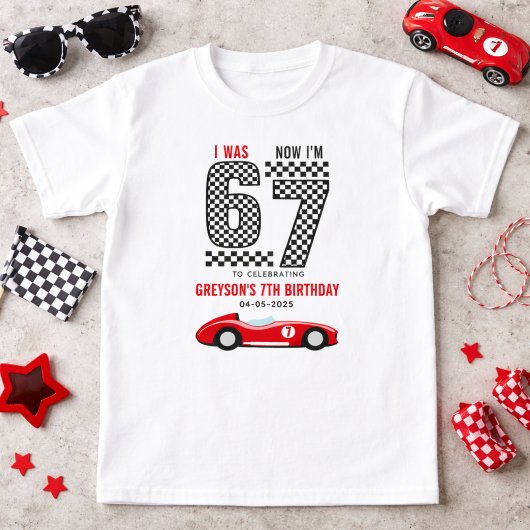 6歳から7歳へ レーシングカー 男の子 誕生日パーティー Tシャツ