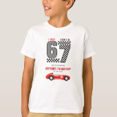 6歳から7歳へ レーシングカー 男の子 誕生日パーティー Tシャツ (正面)