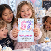6歳から7歳へ: 冬の雪の結晶 7歳の誕生日 招待状