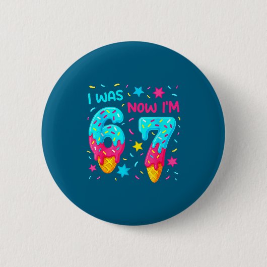 6歳から7歳へ!67歳の誕生日 野球ドリップ 7歳 缶バッジ (正面)