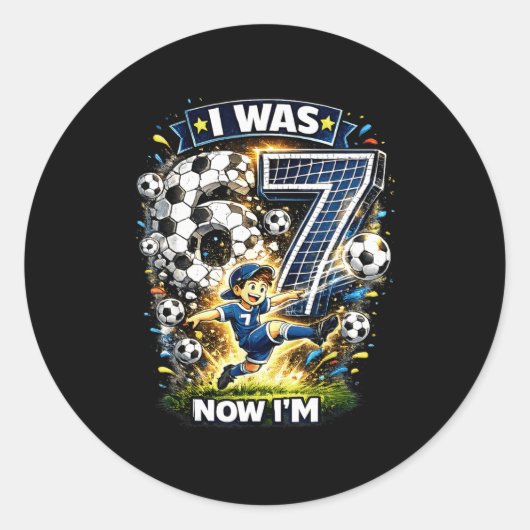 6歳から7歳へ！6 7 サッカー 誕生日 67 楽しいギフト ラウンドシール (正面)
