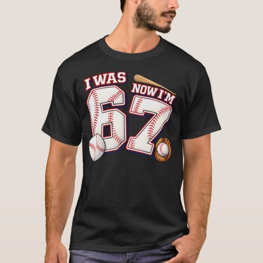 6歳から7歳へ!6 7 野球 スポーツ 67 誕生日 Tシャツ (正面)