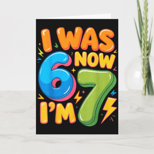 6歳から7歳へ!7歳の誕生日おめでとう!男の子 女の子 カード (正面)