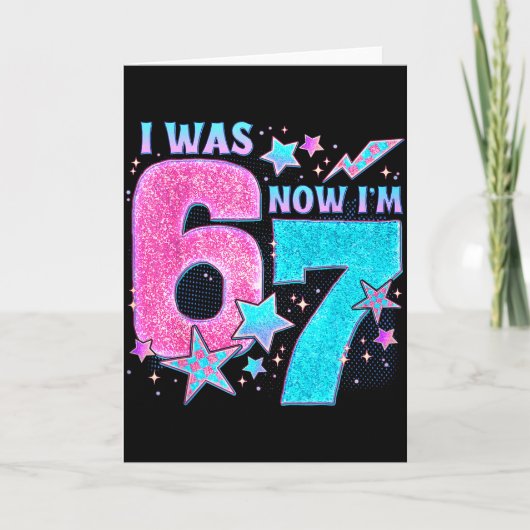 6歳から7歳へ!7歳の誕生日おめでとう Funny Seven カード (正面)