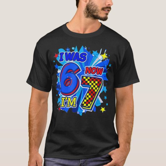 6歳から7歳へ!7歳の誕生日おめでとう Tシャツ (正面)