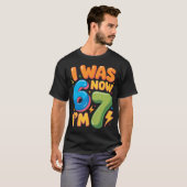 6歳から7歳へ 7歳の誕生日 おめでとう ボーイズ ガールズ Tシャツ (正面フル)