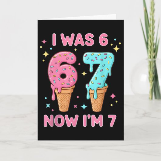 6歳から7歳 かわいいアイス 7歳の誕生日 キッズ カード (正面)
