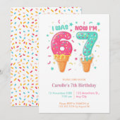 6歳から7歳 アイスクリームみたいに成長中 お誕生日おめでとう 招待状 (正面/裏面)