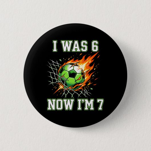 6歳から7歳 サッカー 誕生日 フットボール少年 缶バッジ (正面)
