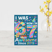 6歳から7歳 タイ・ダイ 誕生日 おめでとう 2019年から使えるよ カード (黄色い花)