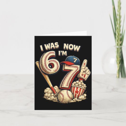 6歳だった僕はもう7歳 7歳の男の子の野球の誕生日 カード (正面)