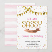 6歳で生意気なお誕生日テーマ 招待状 (正面/裏面)