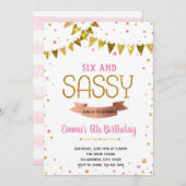 6歳で生意気な誕生日テーマ 招待状 (正面/裏面)