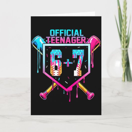 6歳と7歳 #公式 ティーンエイジャー 13歳の誕生日ベース カード (正面)