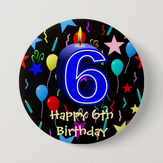 6歳のお誕生日おめでとう  缶バッジ (正面)