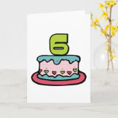 6歳のお誕生日ケーキ カード (黄色い花)