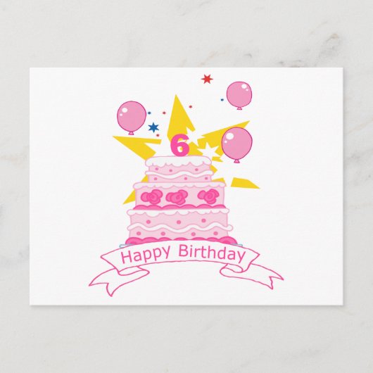 6歳のお誕生日ケーキ ポストカード (正面)
