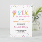 6歳のとっても素敵なアイスクリームのお誕生日会への招待 招待状 (スタンド正面)