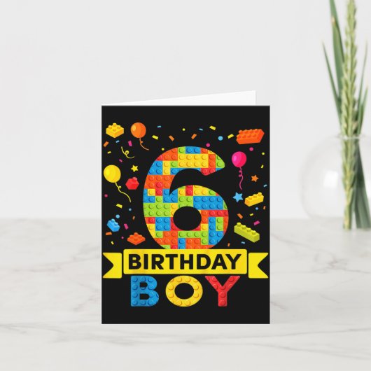6歳のキッズ ブロック おもちゃ 6歳の誕生日 カード (正面)
