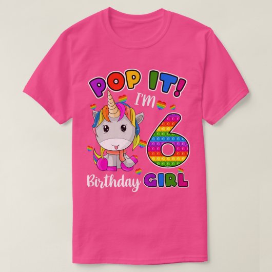 6歳のギフトポップ・アートの私は6誕生日女の子ユニコール Tシャツ (デザイン正面)