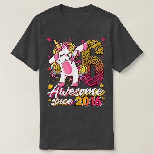 6歳のギフトユニコーンダビング第6誕生日ギル Tシャツ (デザイン正面)