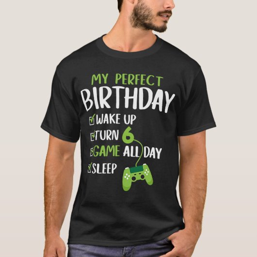6歳のゲーマーに最適な6歳の誕生日パーティー Tシャツ (正面)