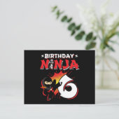 6歳のコミックスタイルの忍者 6歳の誕生日 ポストカード (スタンド正面)