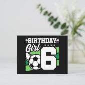 6歳のサッカーパーティー 女の子の6歳の誕生日 ポストカード (スタンド正面)