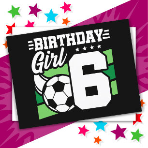6歳のサッカーパーティー 女の子の6歳の誕生日 ポストカード