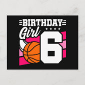 6歳のバスケットボールパーティー 6歳の誕生日 女の子 ポストカード (正面)