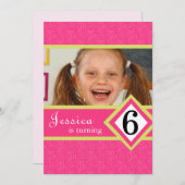 6歳のバースデーパーティ招待状ズゼブラガール 招待状 (正面/裏面)