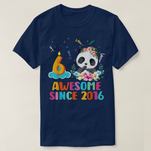 6歳のパンダユニコーンは2016年からAwesome 6回目の誕生日 Tシャツ (デザイン正面)