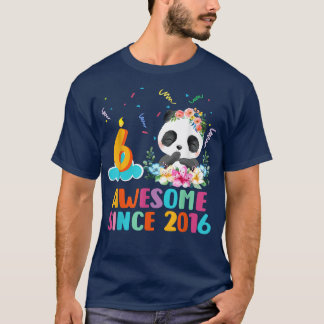 6歳のパンダユニコーンは2016年からAwesome 6回目の誕生日 Tシャツ