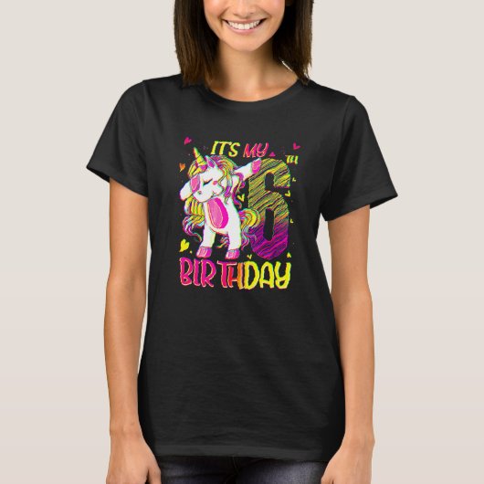 6歳のユニコーン ダビング 6歳の誕生日 女の子 ユニコーン Tシャツ (正面)