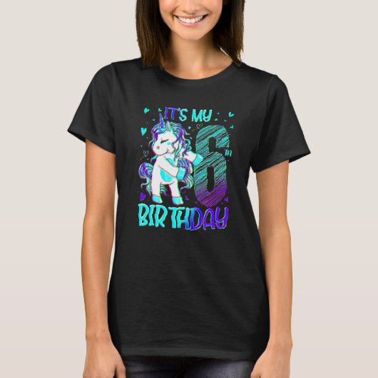 6歳のユニコーン フロッシング 6歳の誕生日 女子 ユニコーン Tシャツ (正面)