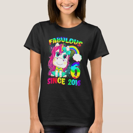 6歳のユニコーン 6歳の誕生日 ユニコーン ガール シンク Tシャツ (正面)
