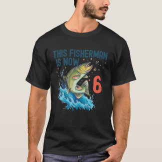 6歳の古い魚釣り誕生日6thバスフィッシュキッズベーダ tシャツ