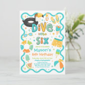 6歳の夏のプールパーティー誕生日 招待状 (スタンド正面)
