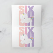 6歳の子供向けかわいい猫ユニコーンバースデー サンキューカード (内部)