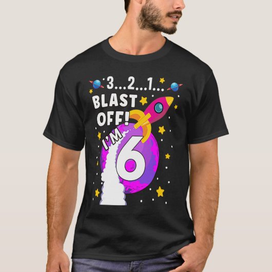 6歳の宇宙飛行士が宇宙から6Bir爆発 Tシャツ (正面)