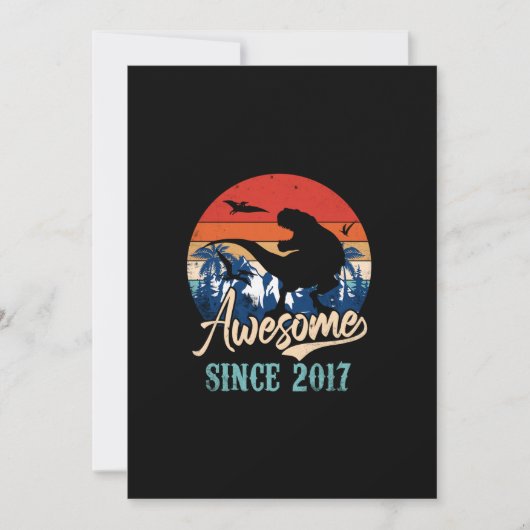 6歳の少年2017素晴らし第6誕生日恐竜 招待状 (正面)